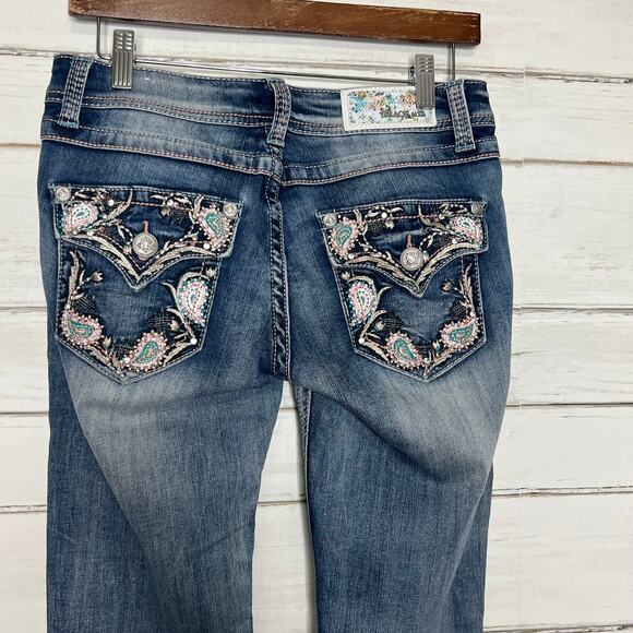 Grace in LA Jeans Straight Cropped Embellished Size 27 - Picture 7 of 13